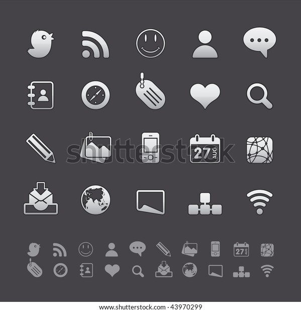 グレーデラックスアイコンセット Adobe Illustrator Eps 8のソーシャルメディアボタン 複数のアプリケーションに対応ポートフォリオの詳細を表示 のベクター画像素材 ロイヤリティフリー