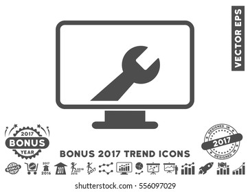 Gray Desktop Options icon with bonus 2017 year trend symbols. Vector illustration style is flat iconic symbols, white background.