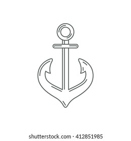 Gray detailed line art anchor icon. Isolated on white background. Vector illustration.
