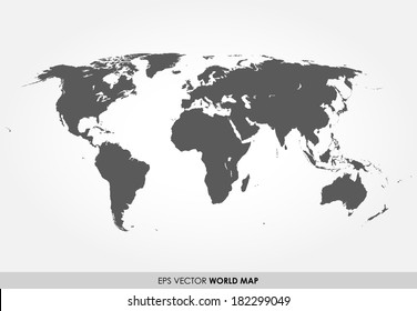 Gray detailed world map on white background