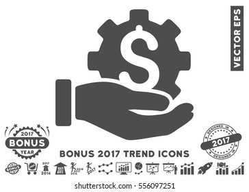 Gray Development Service icon with bonus 2017 year trend icon set. Vector illustration style is flat iconic symbols, white background.