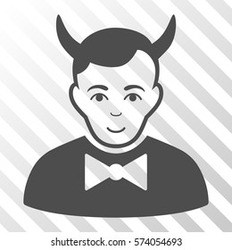 Gray Devil interface pictogram. Vector pictograph style is a flat symbol on diagonally hatched transparent background.