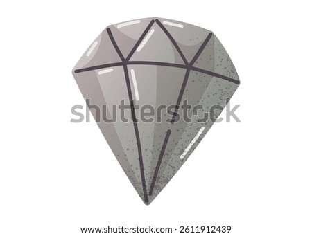 Gray Diamond Vector cartoon illustration. Stylized Geometric Gemstone with Grunge Texture for Jewelry, Luxury, or African Themed Graphic Design Projects