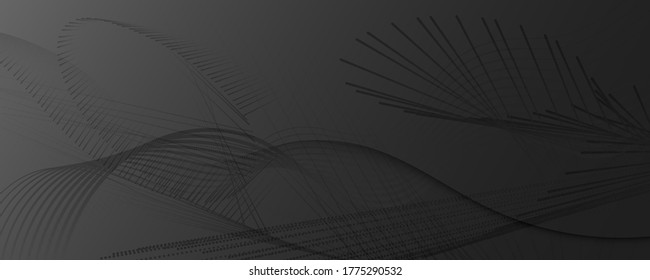 Gray Digital Background. Flow 3d Stripes. Curve Dynamic Shapes. Minimal Digital Background. Modern Brochure. Fluid Elements. Futuristic Movement. Digital Background. Black Illustration.