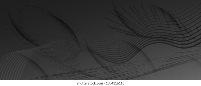 Gray Digital Background. Fluid 3d Concept. Color Gradient Lines. Creative Digital Background. Wavy Banner. Flow Design. Futuristic Movement. Digital Background. Black Magazine.
