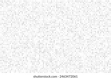 Gray digital data matrix of binary code numbers isolated on a white transparent background. Technology, coding, or big data concept. Vector illustration