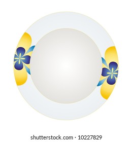 Gray dish with yellow flowers