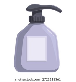 Botella dispensadora gris con etiqueta en blanco y bomba negra para jabón, champú o loción