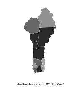 Gray Divided Map of Benin