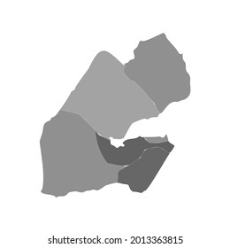 Gray Divided Map of Djibouti