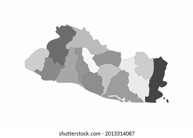 Gray Divided Map of El Salvador