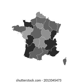 Graue geteilte Karte Frankreichs