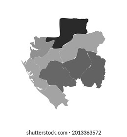 Gray Divided Map of Gabon