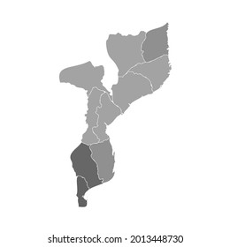 Gray Divided Map of Mozambique