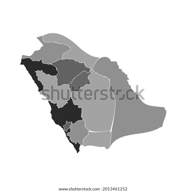 Gray Divided Map of Saudi\
Arabia