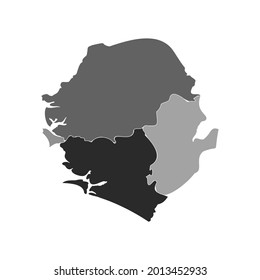 Gray Divided Map of Sierra Leone
