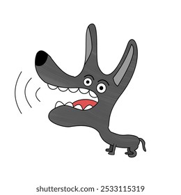 Gris perro ladrando estilo de dibujos animados