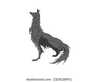gray dogs or wolves on a white background