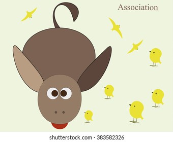 Gray donkey and birds