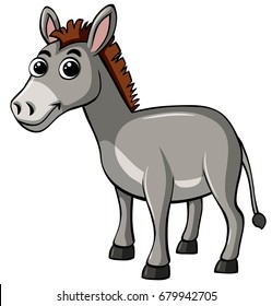 Gray donkey on white background illustration