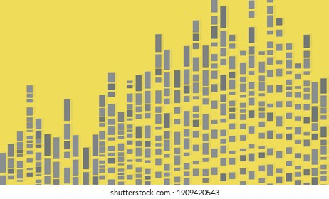 Gray Dotted line rising to the top on a yellow background. Colors of 2021. Vector abstract illustration in flat style.