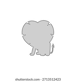 Ilustração de leão pontilhado cinza para traçar planilhas, atividades infantis e materiais de aprendizagem.