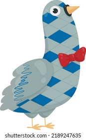Gray dove with red bow tie