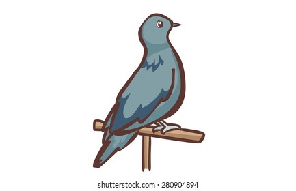 gray dove stand on the log vector illustration