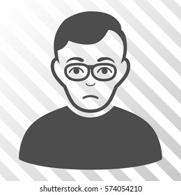 Gray Downer toolbar icon. Vector pictograph style is a flat symbol on diagonally hatched transparent background.