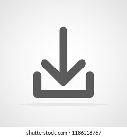 Gray Download icon in flat style. Vector illustration. Install symbol on light background.