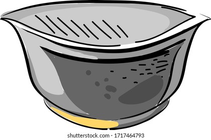 Gray drawing bowl, illustration, vector on white background