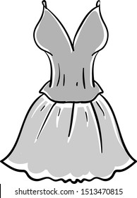 Vestido gris, ilustración, vector sobre fondo blanco.