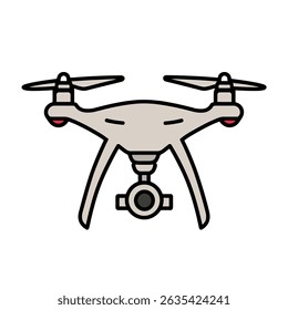 Gray drone flies unmanned indoors capturing surveillance footage