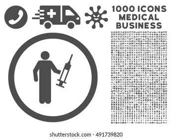Gray Drug Dealer vector rounded icon. Image style is a flat icon symbol inside a circle, white background. Bonus set includes 1000 healthcare business pictographs.