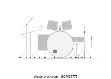 A gray drum set isolated on white background