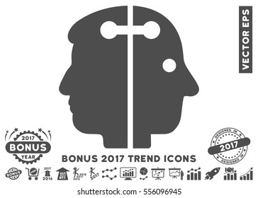 Gray Dual Head Connection icon with bonus 2017 trend images. Vector illustration style is flat iconic symbols, white background.