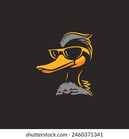 gray duck with eyeglass tshirt design vector illustration template design