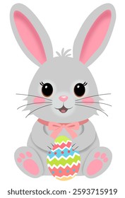 Gray easter bunny, vector clipart