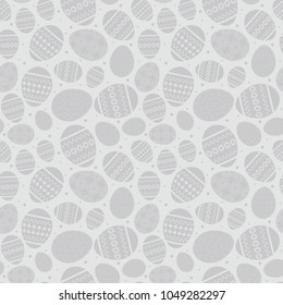 gray easter seamless pattern with decorated easter eggs - vector
