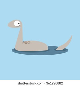 gray elasmosaurus on light blue background