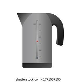 Gray electric kettle. Electric kettle icon isolated on white background. Realistic vector
