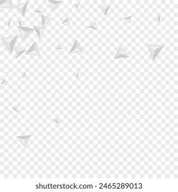 Gray Element Background Transparent Vector. Origami Classic Tile. Hoar Shape Banner. Pyramid Light. Grizzly Triangle Illustration.