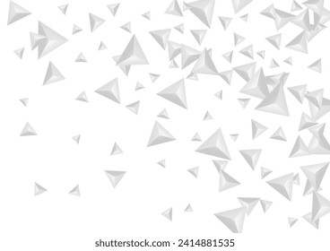 Gray Element Background White Vector. Origami Effect Design. Greyscale Classic Texture. Polygon Idea. Grizzly Pyramid Backdrop.