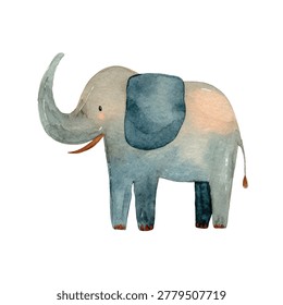 Gray elephant with blue ear standing