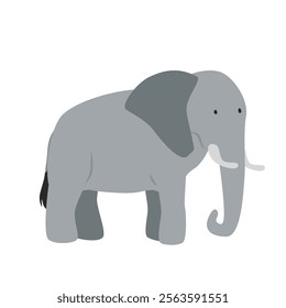 Gray elephant cartoon clipart. Elephant vector illustration in flat style. Hand-drawn wild animal concept