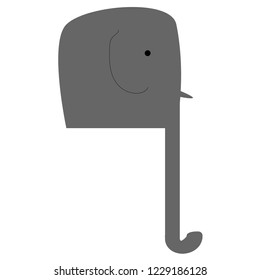 Gray elephant isolated on white background, vector