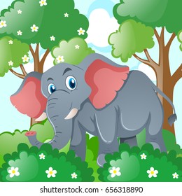 elefante gris en la ilustración de la jungla