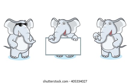 Gray Elephant Mascot happy, pose and bring board