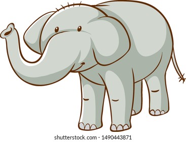 elefante gris en ilustración de fondo blanco