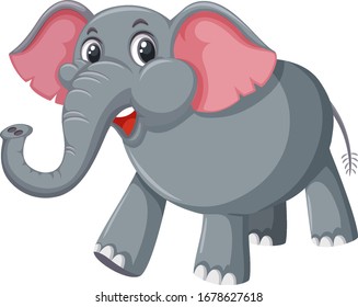 Gray elephant on white background illustration